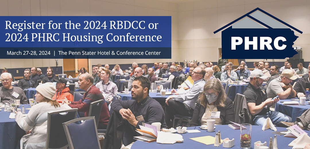 Register for the research-focused 2024 Residential Building & Design Construction Conference (RBDCC) or the industry-focused 2024 PHRC Housing Conference. Both conferences are held concurrently on March 27-28, 2024 at The Penn Stater Hotel & Conference Center.
