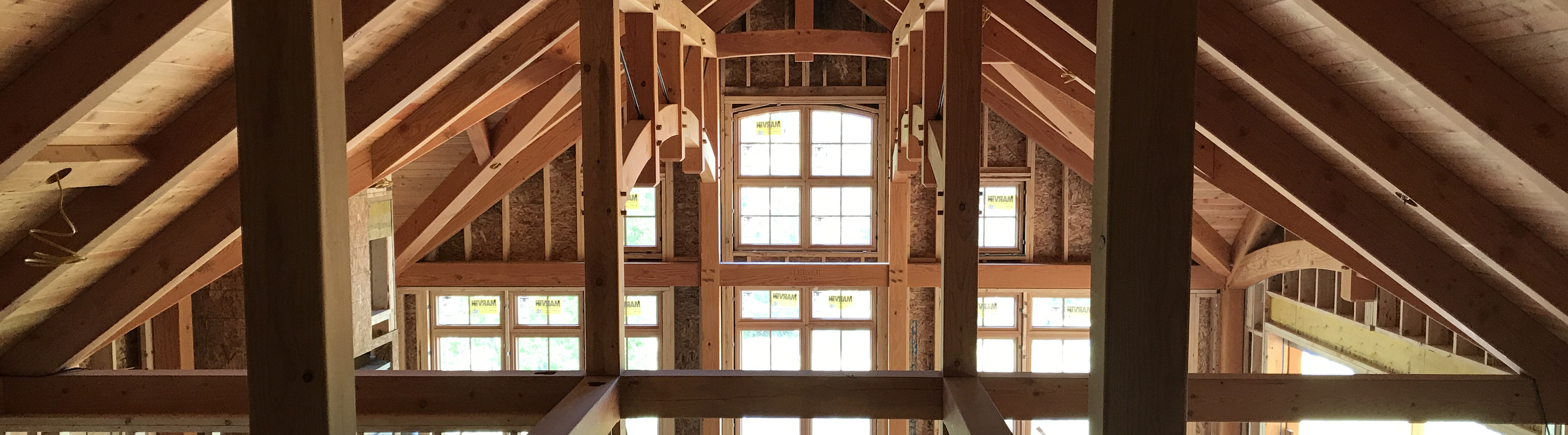 Looking through windows in cathedral ceiling