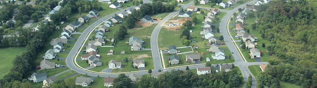 Aerial view of residential subdivision