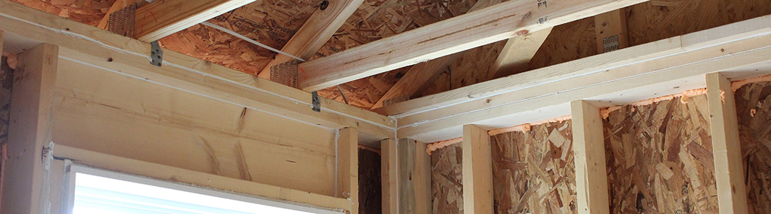 Corner framing in house under construction